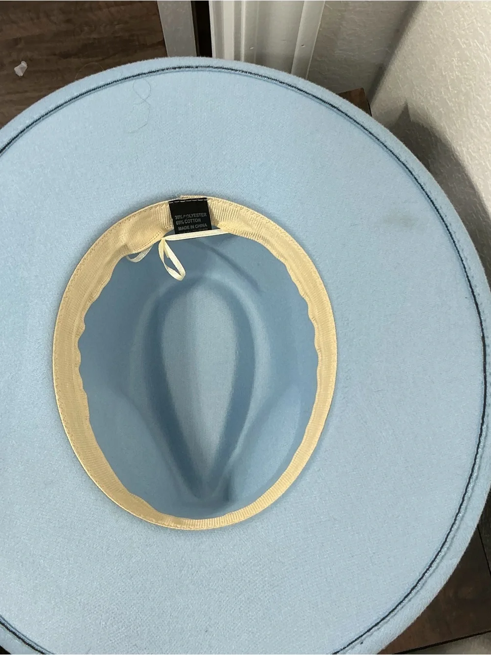 Light Blue Wide Brim Fedora Hat